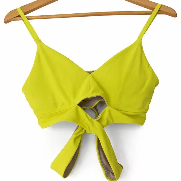 Lululemon Green Wrap Front Sports Bra Yoga Athletic Top Women - Picture 2 of 4